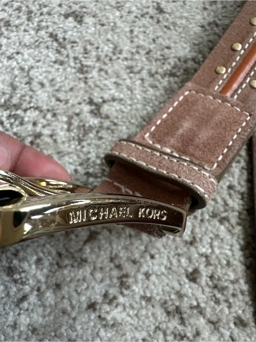 Michael Kors Brown Leather Studded Belt XL